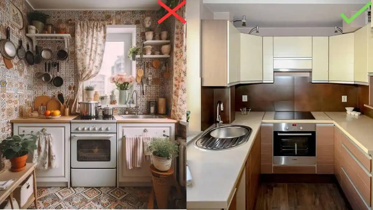 Small kitchen comparison of heavy and simple design comparison