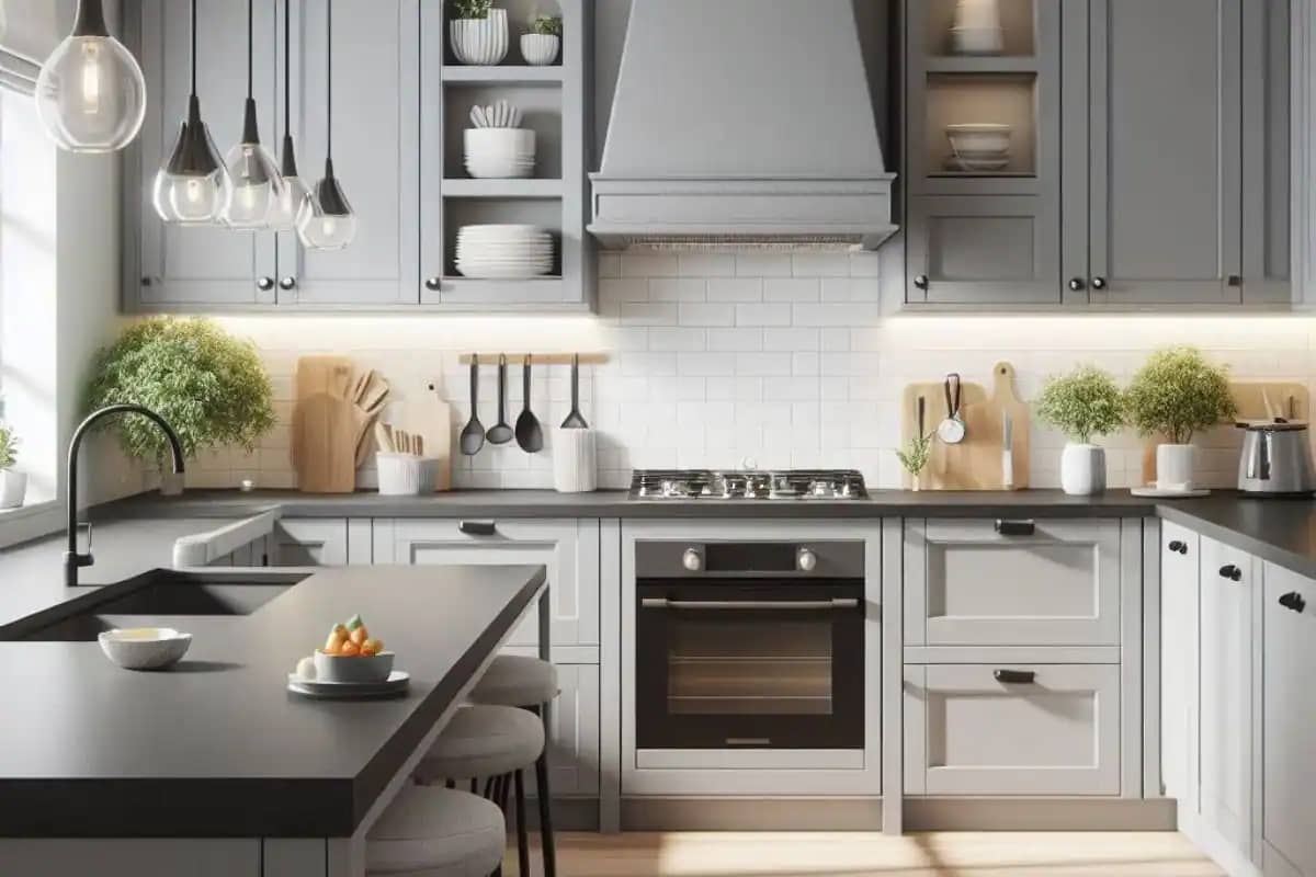 Dove-Grey-Light-Grey-Kitchen-Cabinets-with-Dark-Countertops-timeless-and-elegance